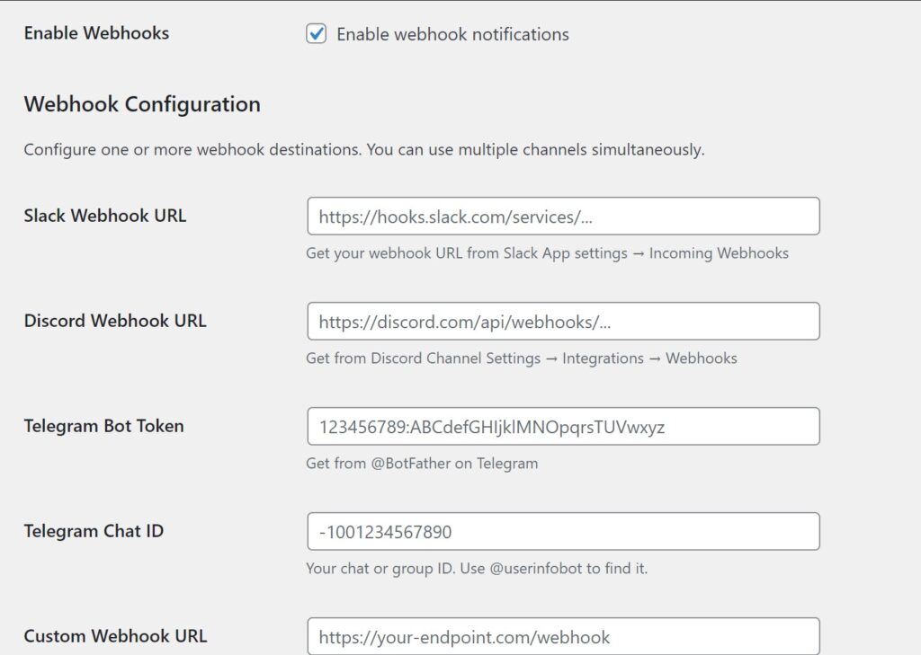 Security Webhooks Plugin
